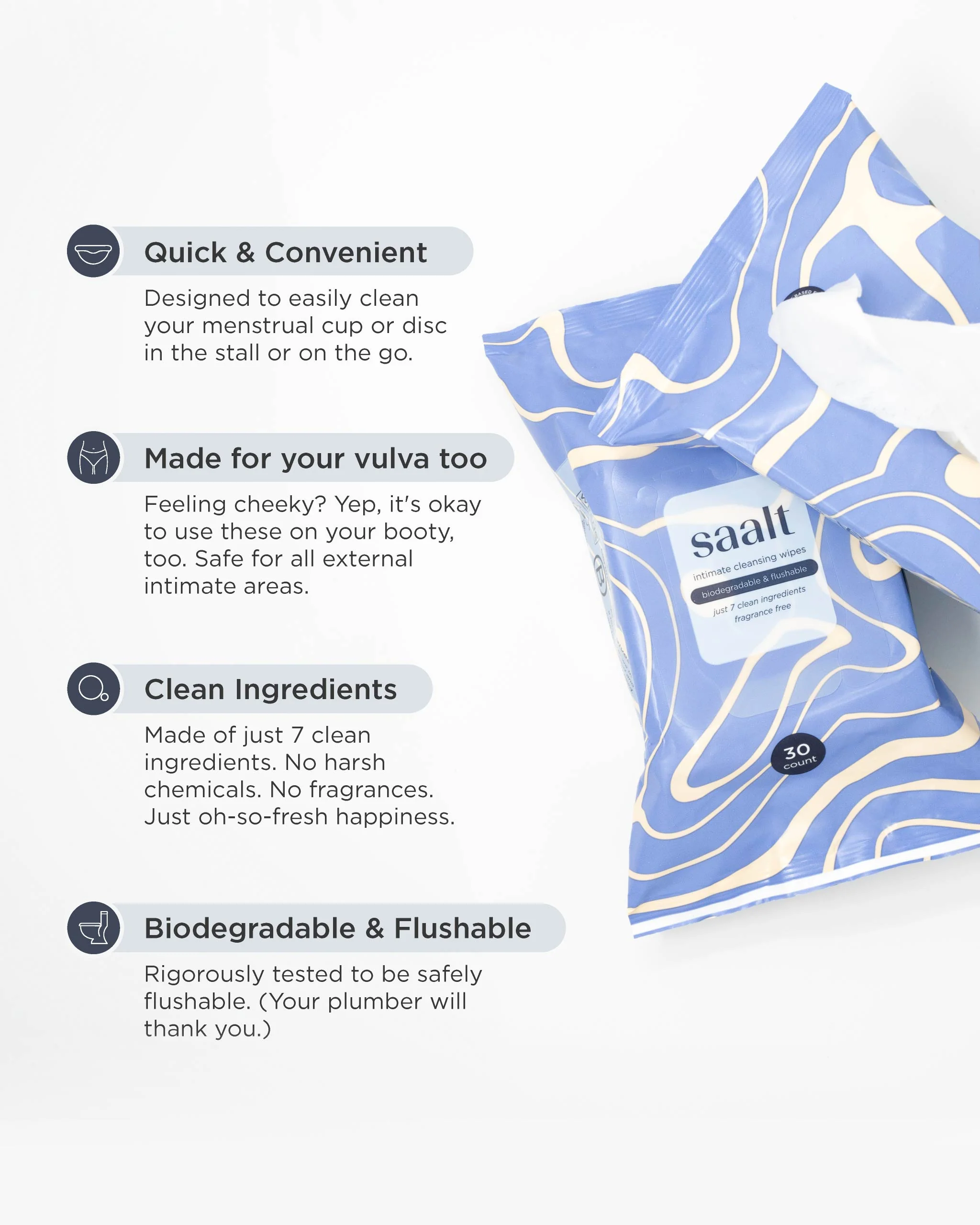 Saalt Intimate Cleansing Wipes - Image 4